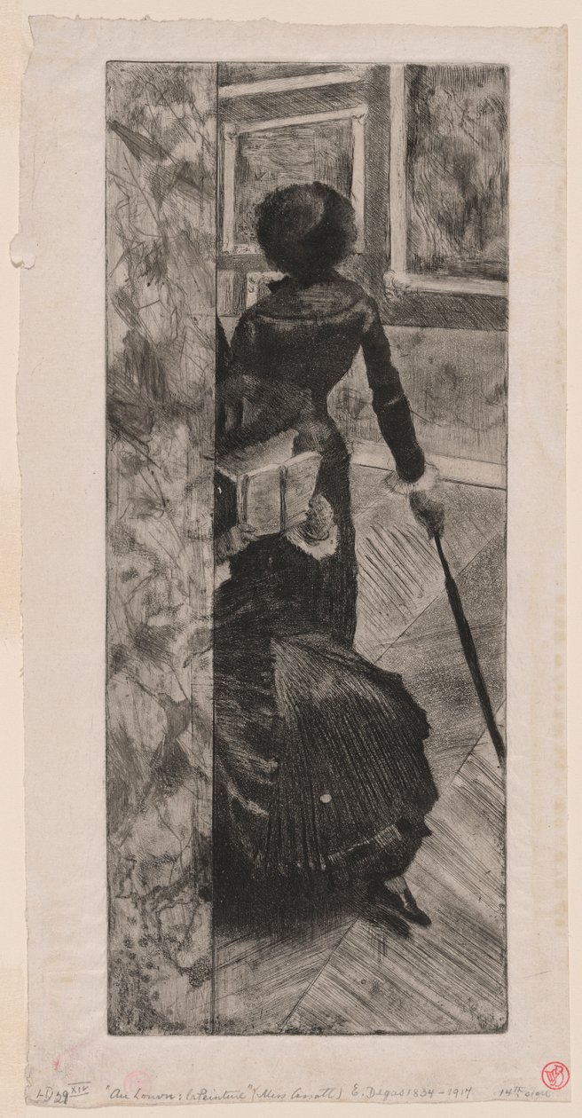 Mary Cassatt in the Paintings Gallery at the Louvre by Edgar Degas