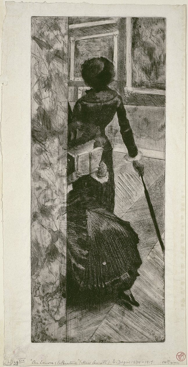 Mary Cassatt in the Paintings Gallery at the Louvre by Edgar Degas