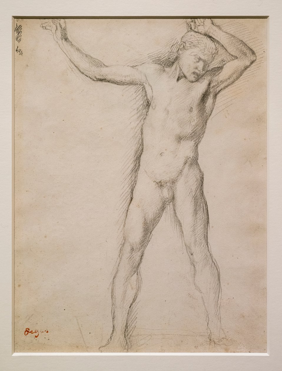 Naked Face, Arms Raised by Edgar Degas