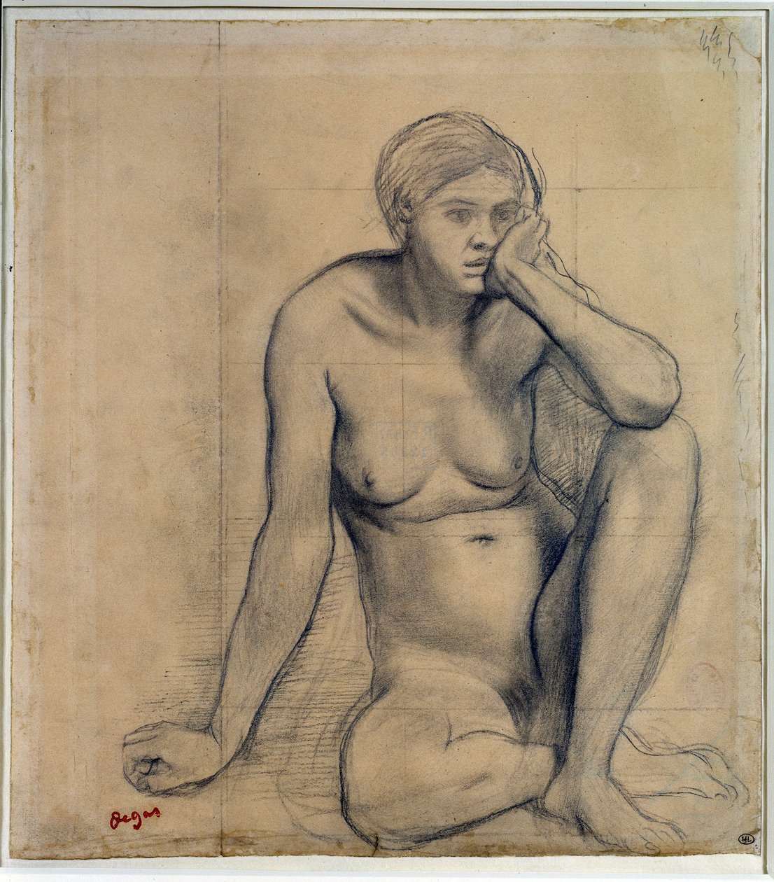 Naked woman sitting (study) by Edgar Degas