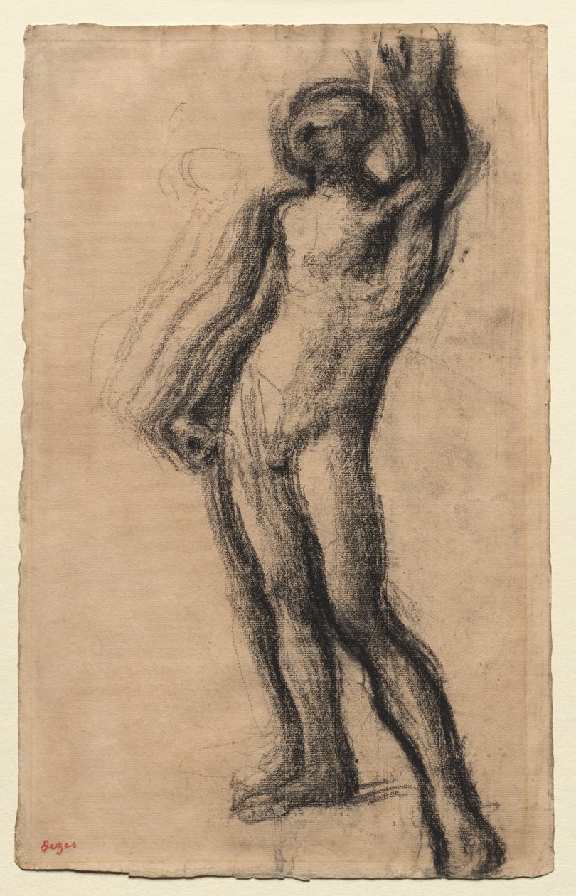 Nude Man Standing, with Left Hand Raised, c1900 by Edgar Degas