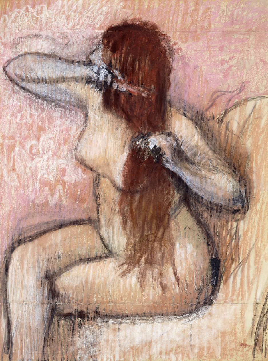 Nude Seated Woman Arranging her Hair, c.1887-1890 by Edgar Degas