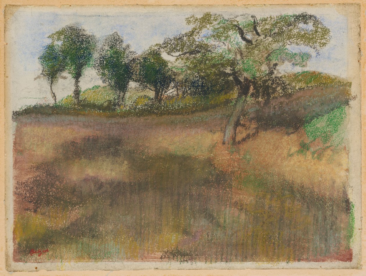 Ploughed Field Bordered by Trees by Edgar Degas