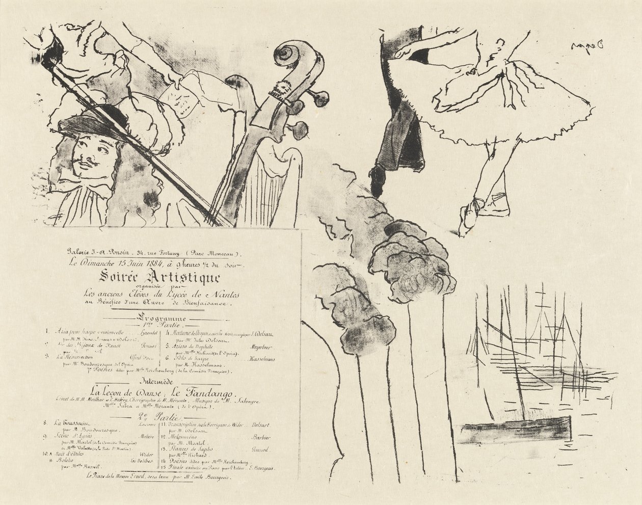 Program for the Soiree Artistique by Edgar Degas