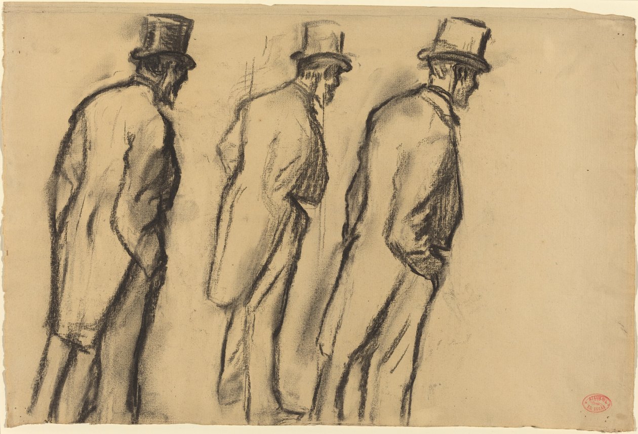 Three Studies of Ludovic Halévy Standing by Edgar Degas