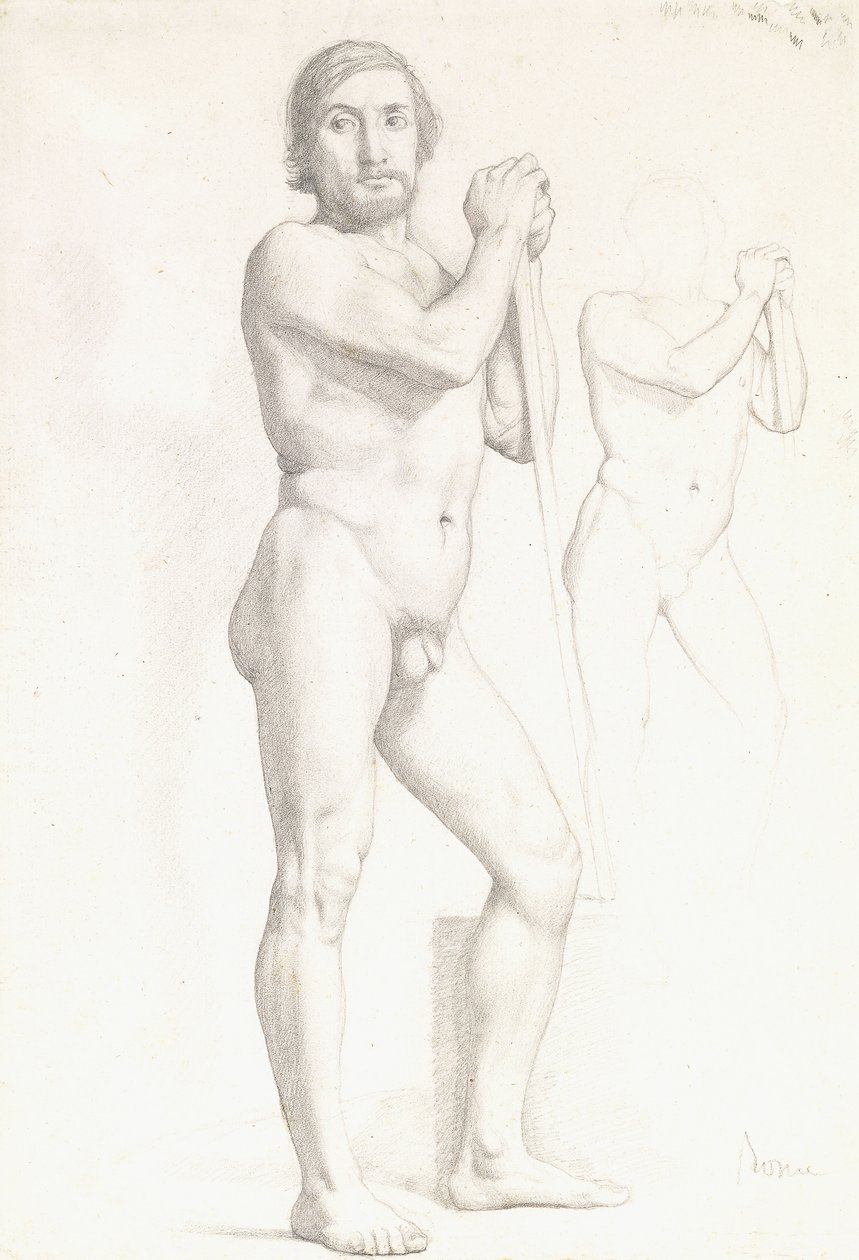 Two Academic Studies of a Man by Edgar Degas