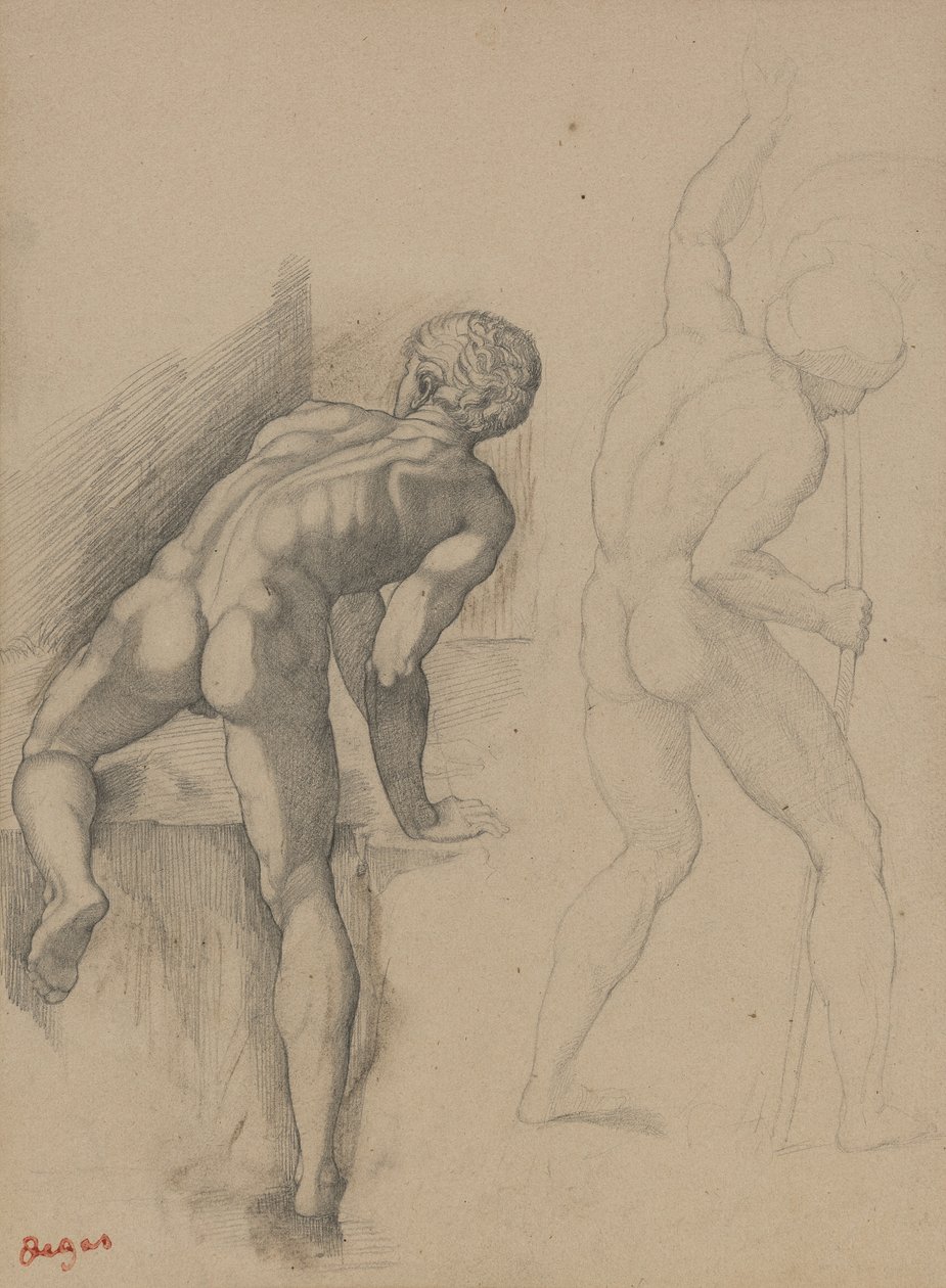 Two Nude Men by Edgar Degas