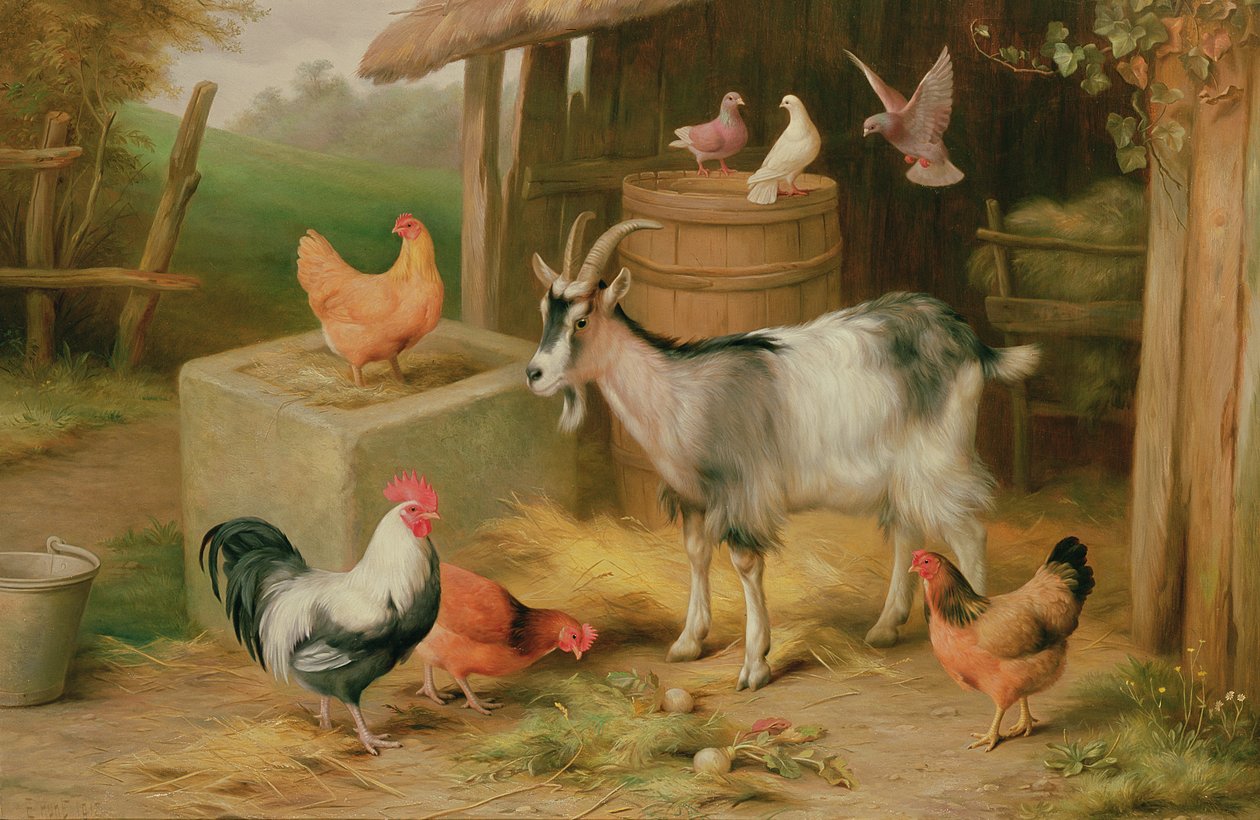 Farmyard Scene by Edgar Hunt