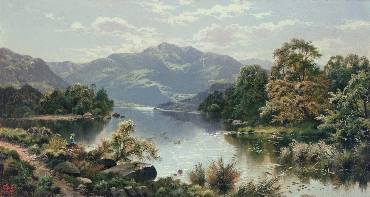 A Lake Scene in North Wales by Edgar Longstaffe