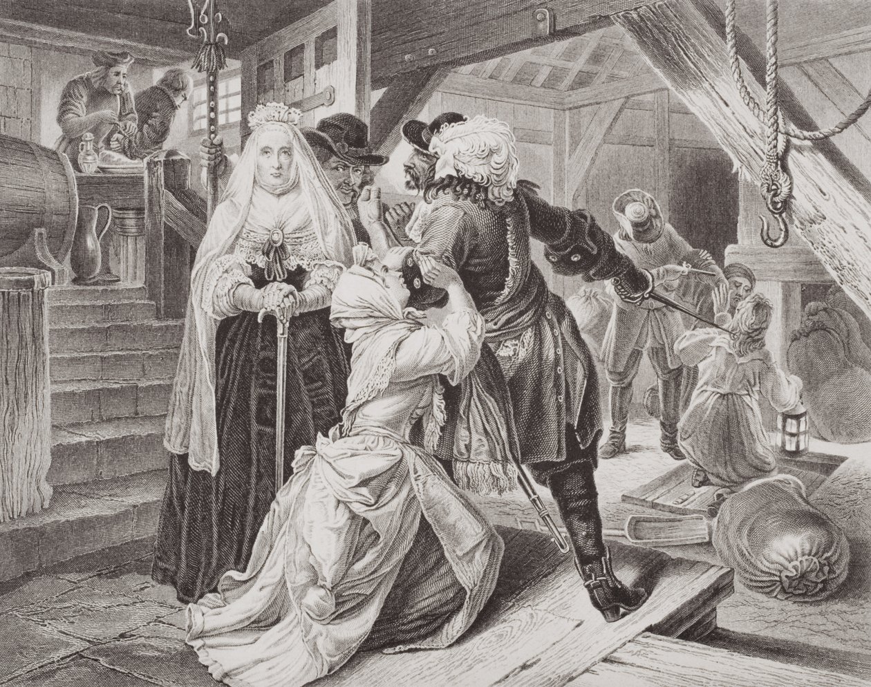 The arrest of Alice Lisle for sheltering fugitives from the Battle of Sedgemoor in 1685 by Edgar Melville (after) Ward