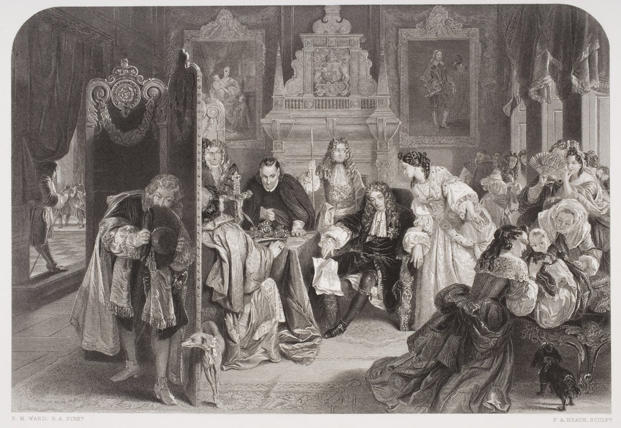 James II receiving news of the landing of the Prince of Orange, engraved by F.A. Heath by Edgar Melville Ward