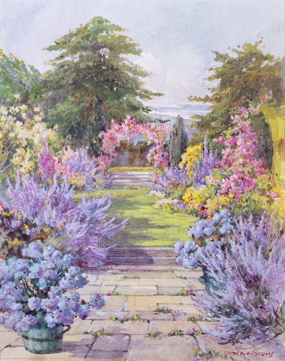 The Flagstone Path in a Summer Garden by Edith Alice Andrews