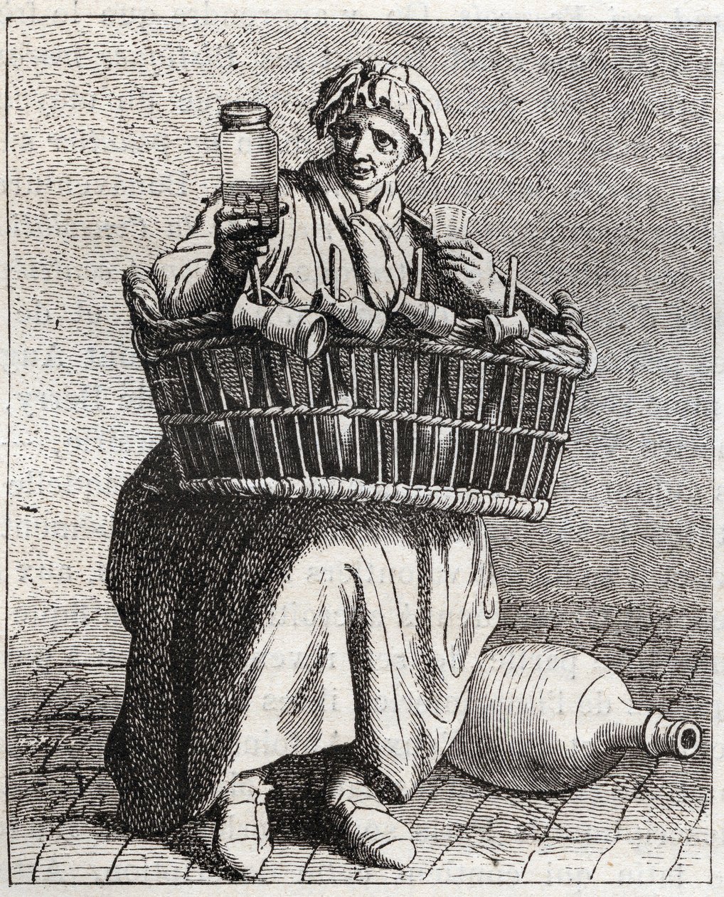 Le marchand de cognac - Pepetit metier de Paris (Études prises dans le bas Peuple, ou les Cris de Paris) - engraving by Edme Bouchardon (1698-1762) by Edmé Bouchardon
