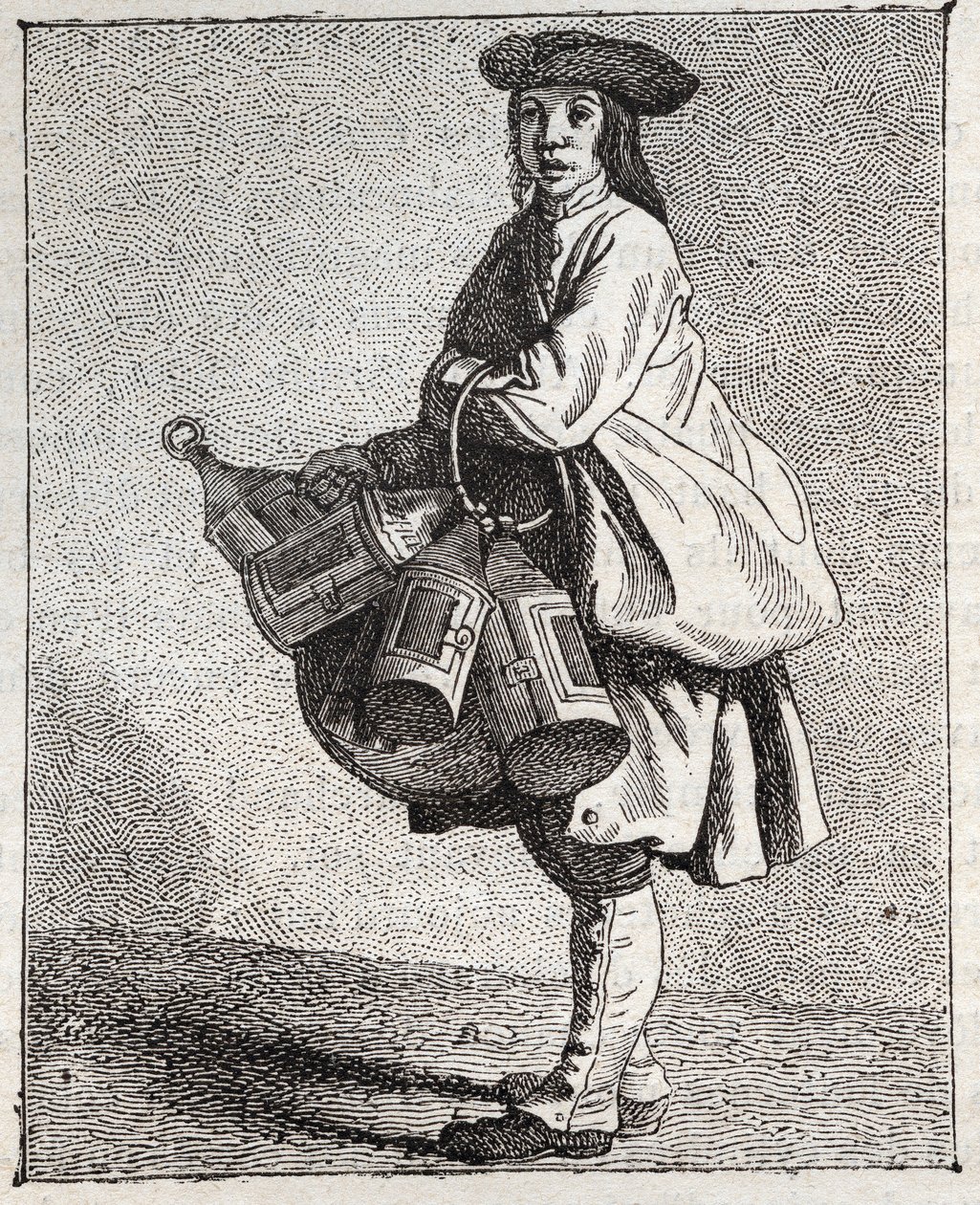 The Lantern Merchant - Small Trade of Paris (Études Prises dans le Bas Peuple, ou les Cris de Paris) - Engraving by Edme Bouchardon (1698-1762) by Edmé Bouchardon