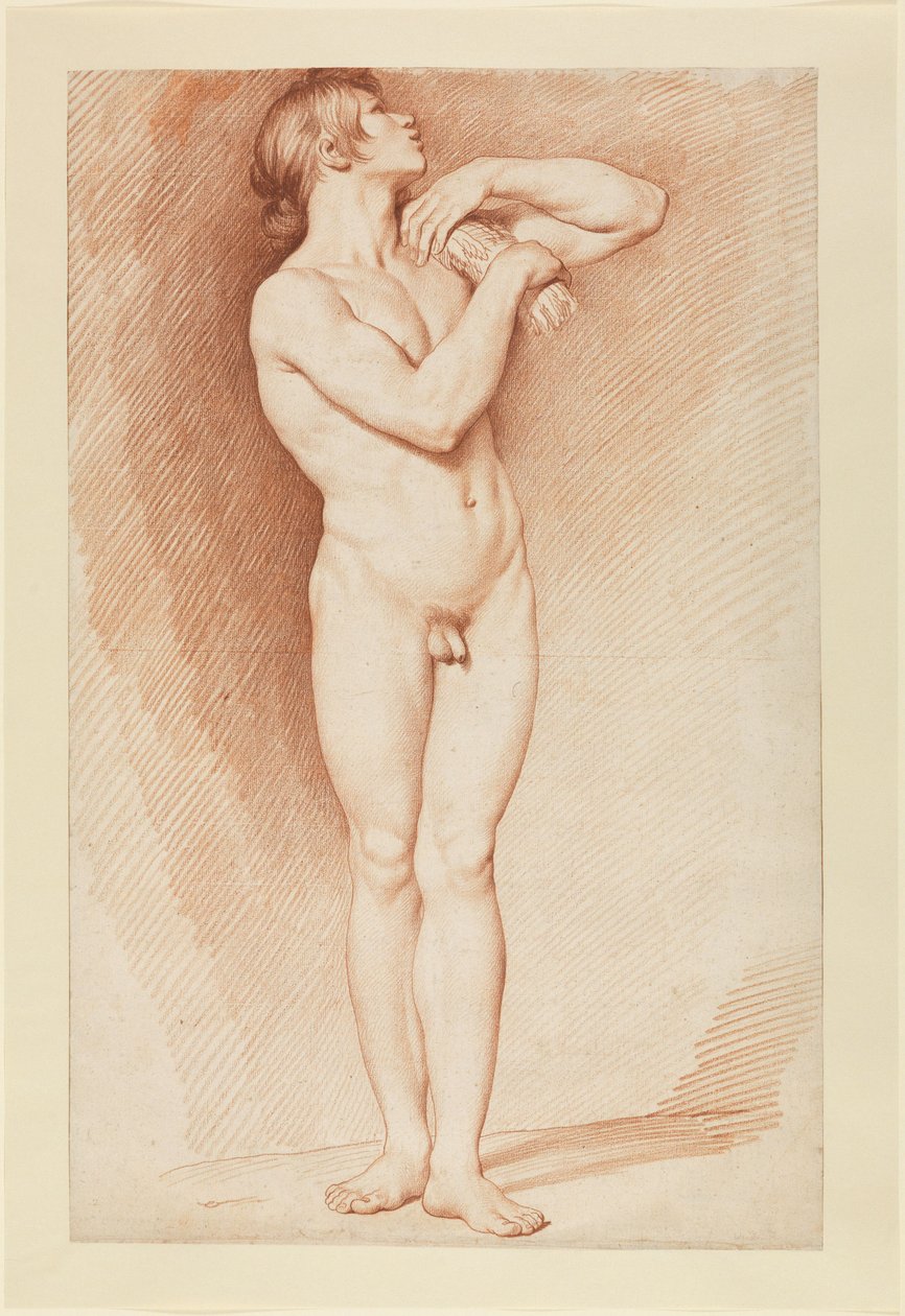 Standing Male Nude with Raised Arms by Edmé Bouchardon