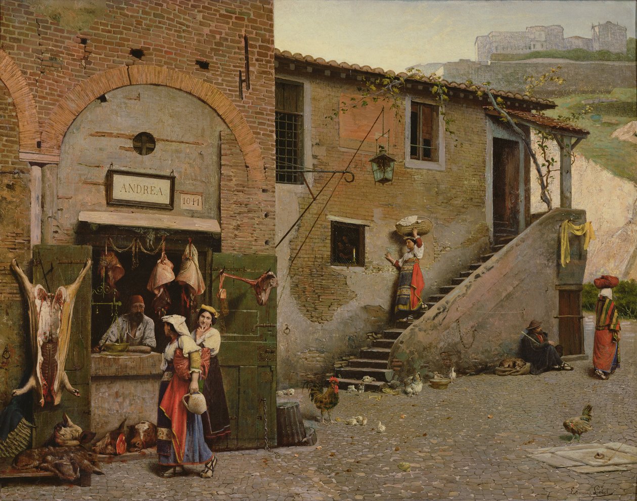 A Trastevere Butcher, Rome by Edmond Lebel