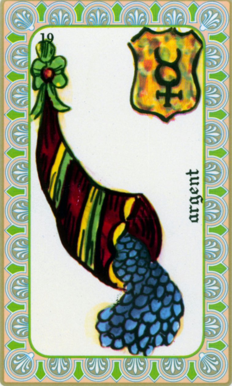 Tarot by Magus Belline: Card of the Money: Coins in a Horn of Plenty by Edmond Billaudot