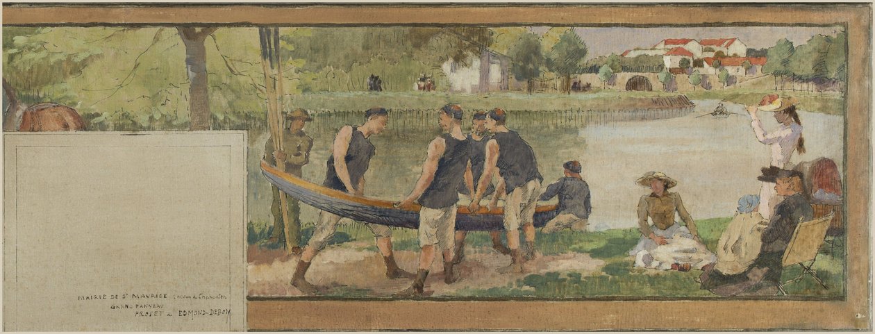 Sketch for the Saint-Maurice Town Hall: Landscape. The Banks of the Marne (for the Village Hall), between 1890 and 1892 by Edmond Debon