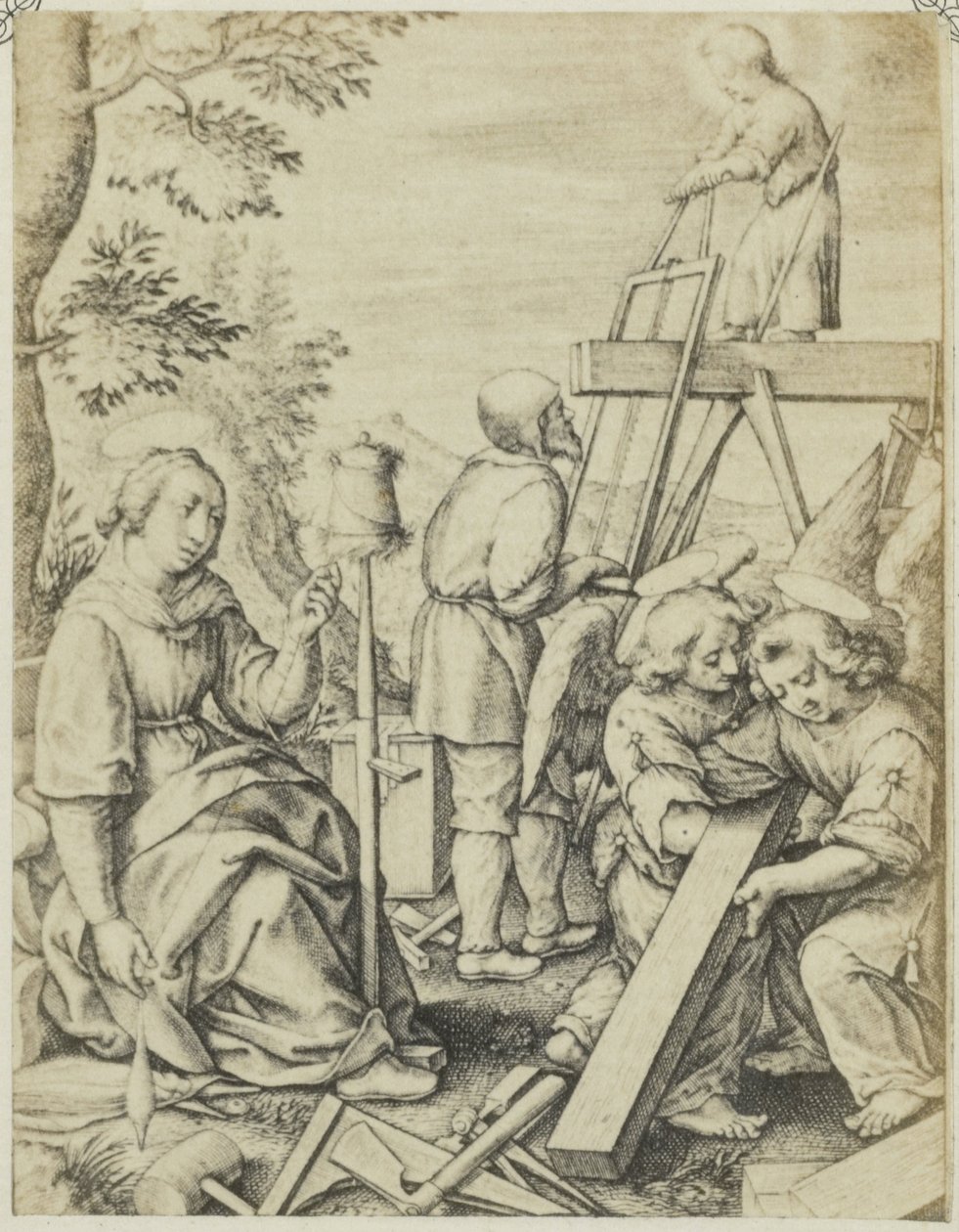 Photoreproduction of the engraving Les scieurs de long by Edmond Fierlants