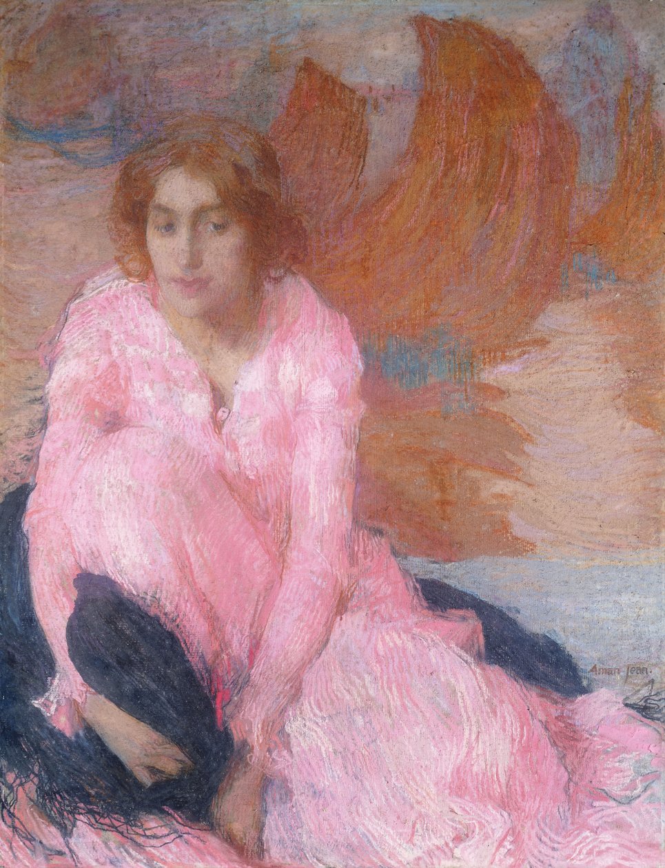 The Pink Dress by Edmond François Aman Jean