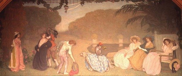 Young Girls Watching an Open Air Theatre by Edmond François Aman Jean