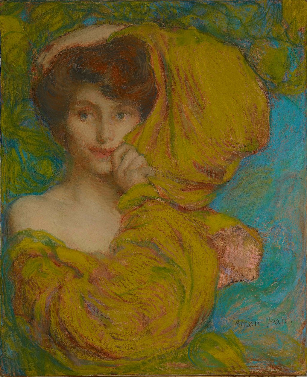 Young Woman with Yellow Scarf by Edmond François Aman Jean