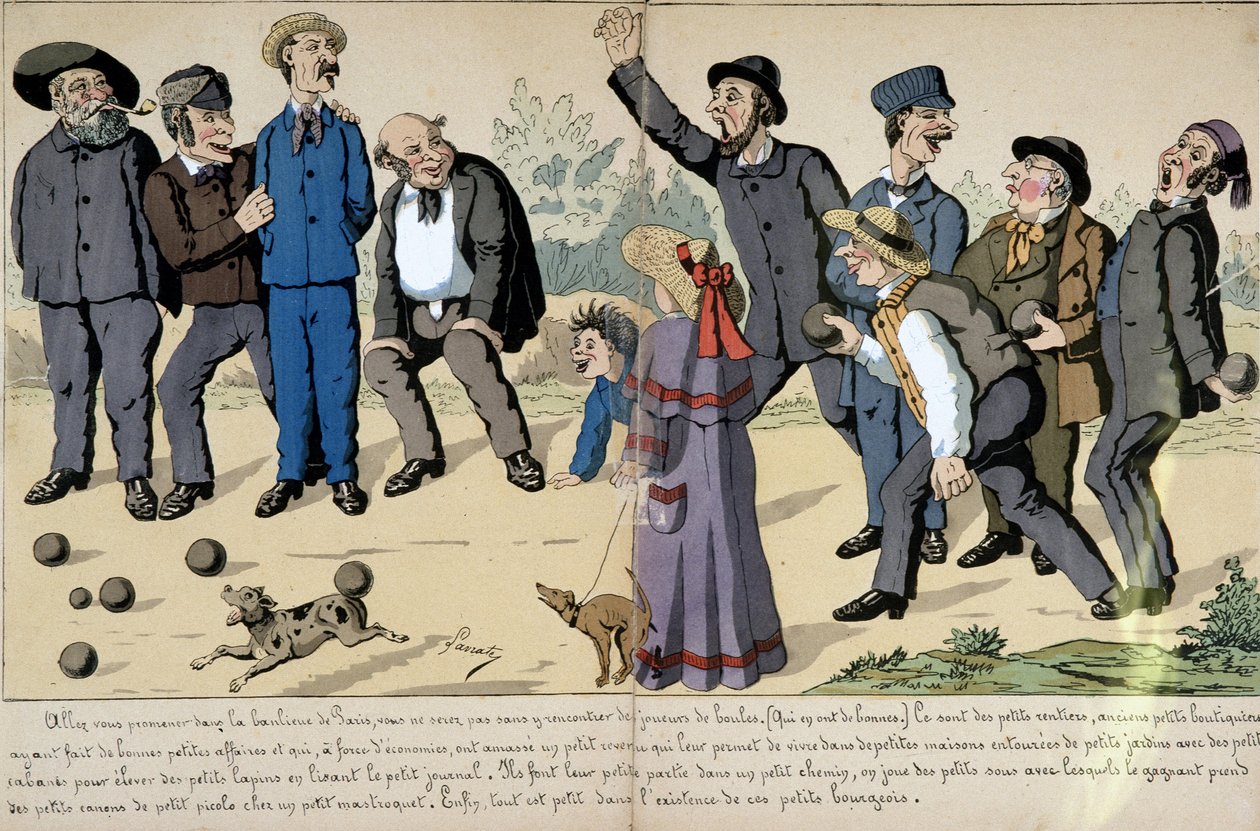 Small Bourgeois Playing Balls - Social Cartoon by Lavrate by Edmond Lavrate