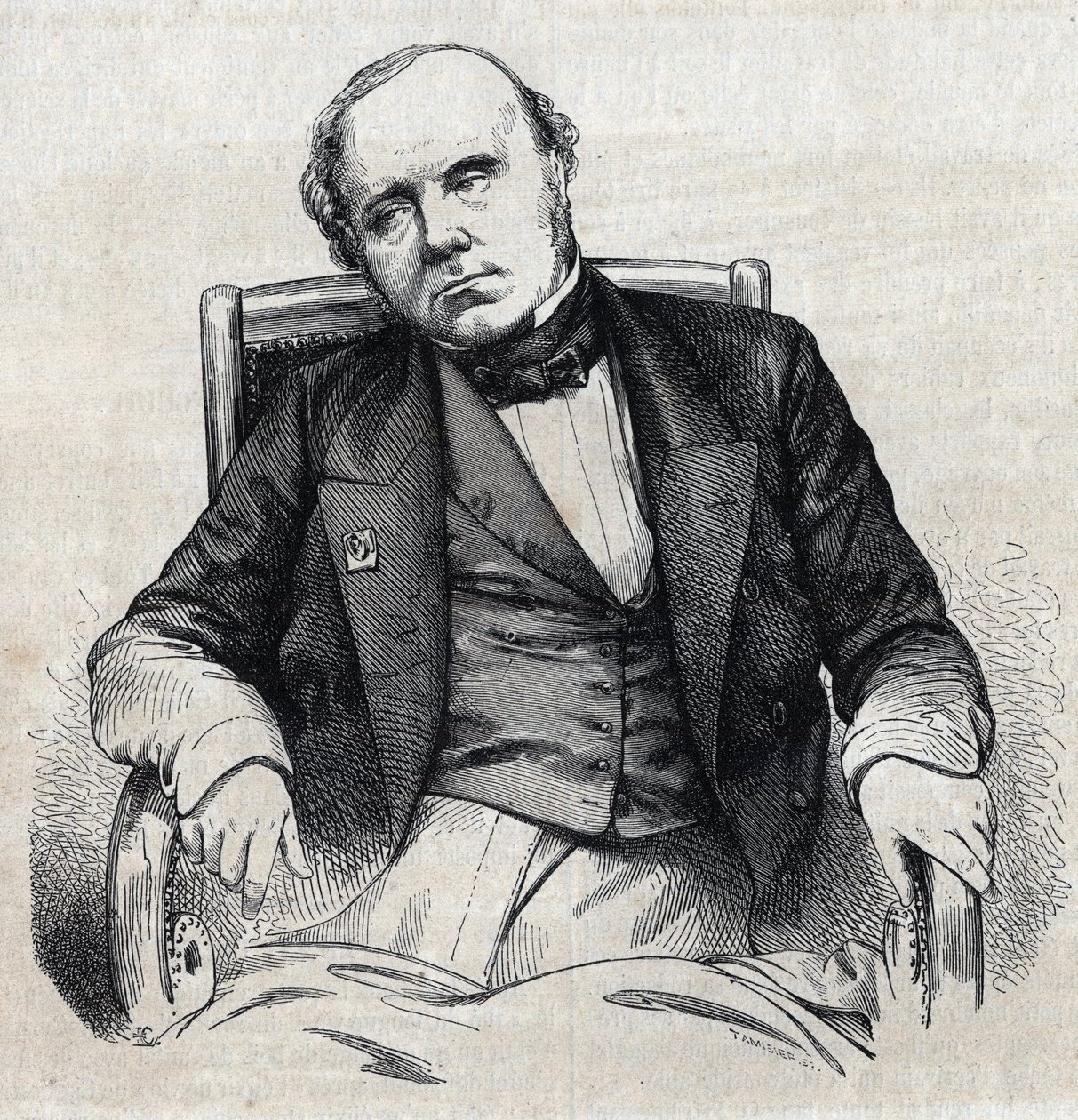 Portrait of Augustin Thierry, French historian. Engraving by Chevignard In 