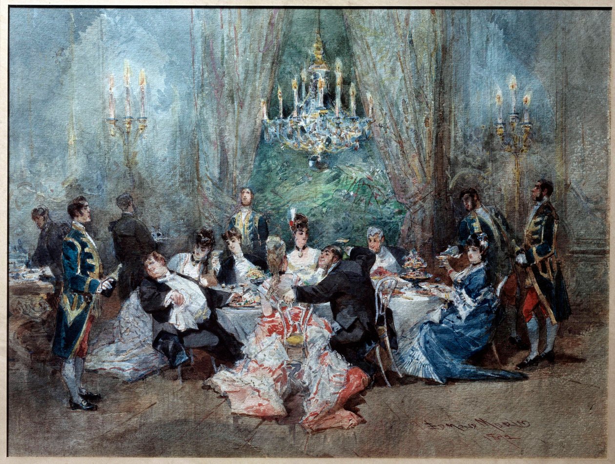 Meal scene. Illustration for scene 10 of Act II of 