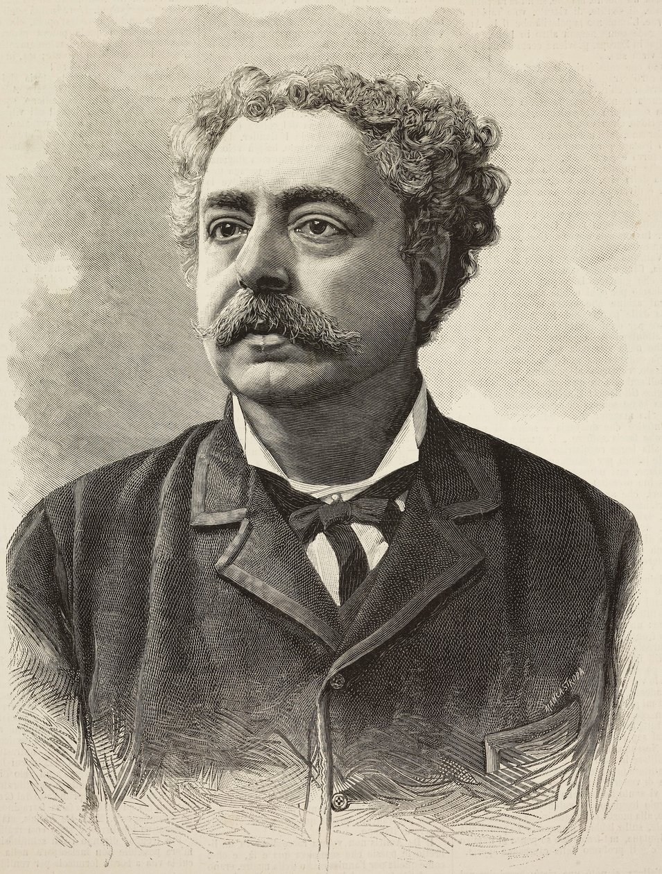 Portrait of Edmondo De Amicis, Italian author, engraving by E Mancastroppa from photograph by Schemboche from L