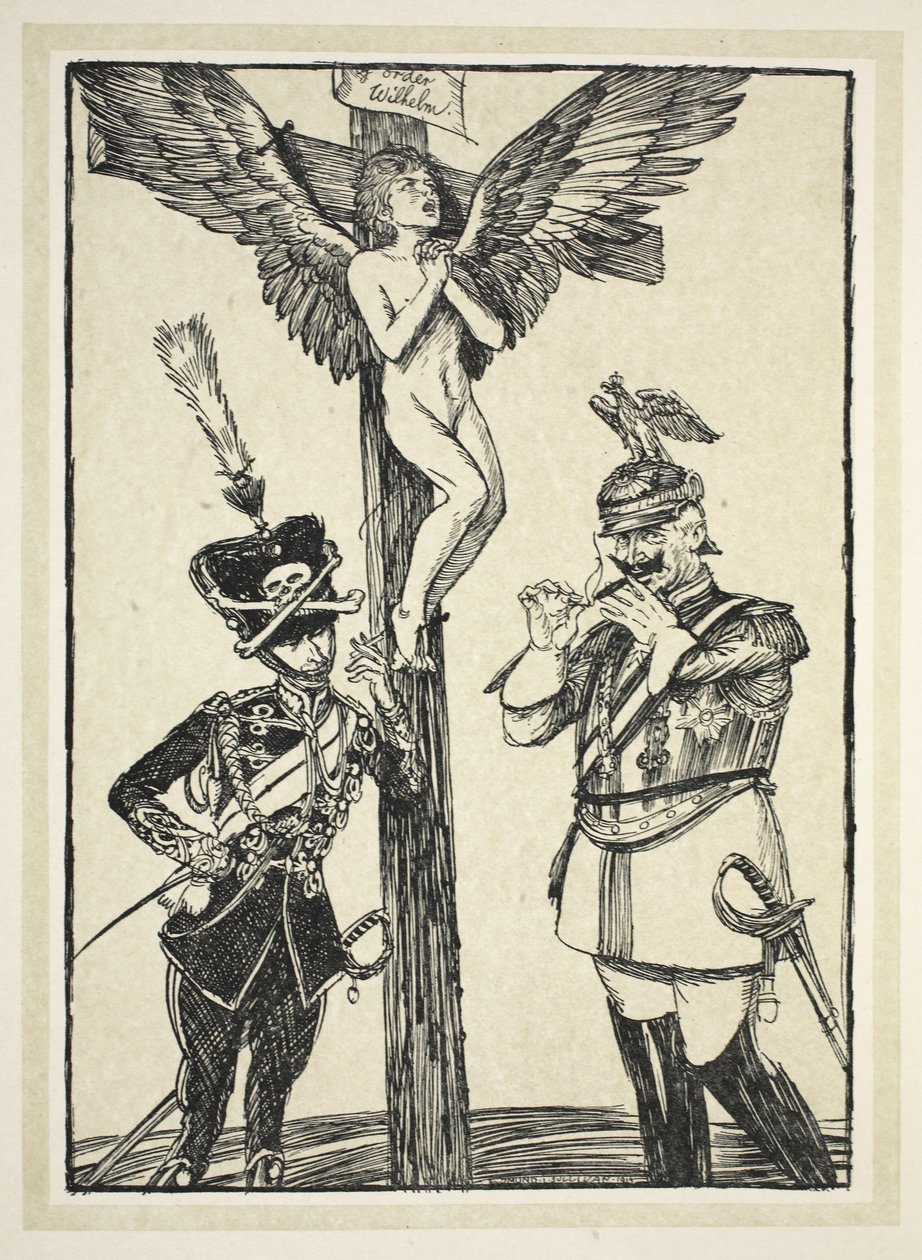 The Crucifixion of Belgium, illustration from The Kaiser