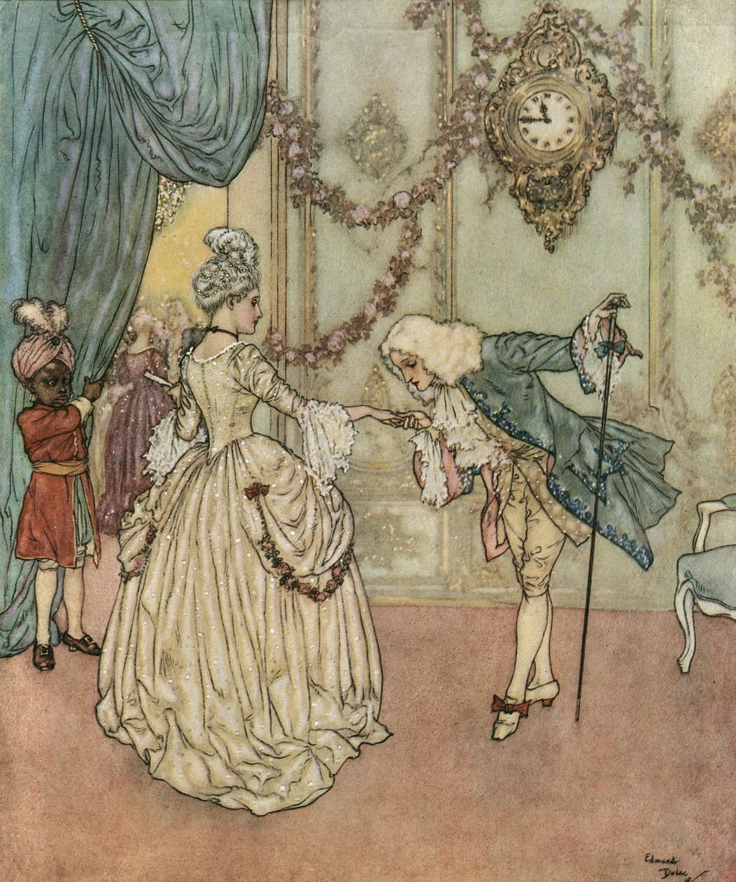 Cinderella: The Young Cinderella Came to Attend the Ball Thanks to Her Godmother Fee Meets the Prince Who Kisses Her Hand by Edmund Dulac