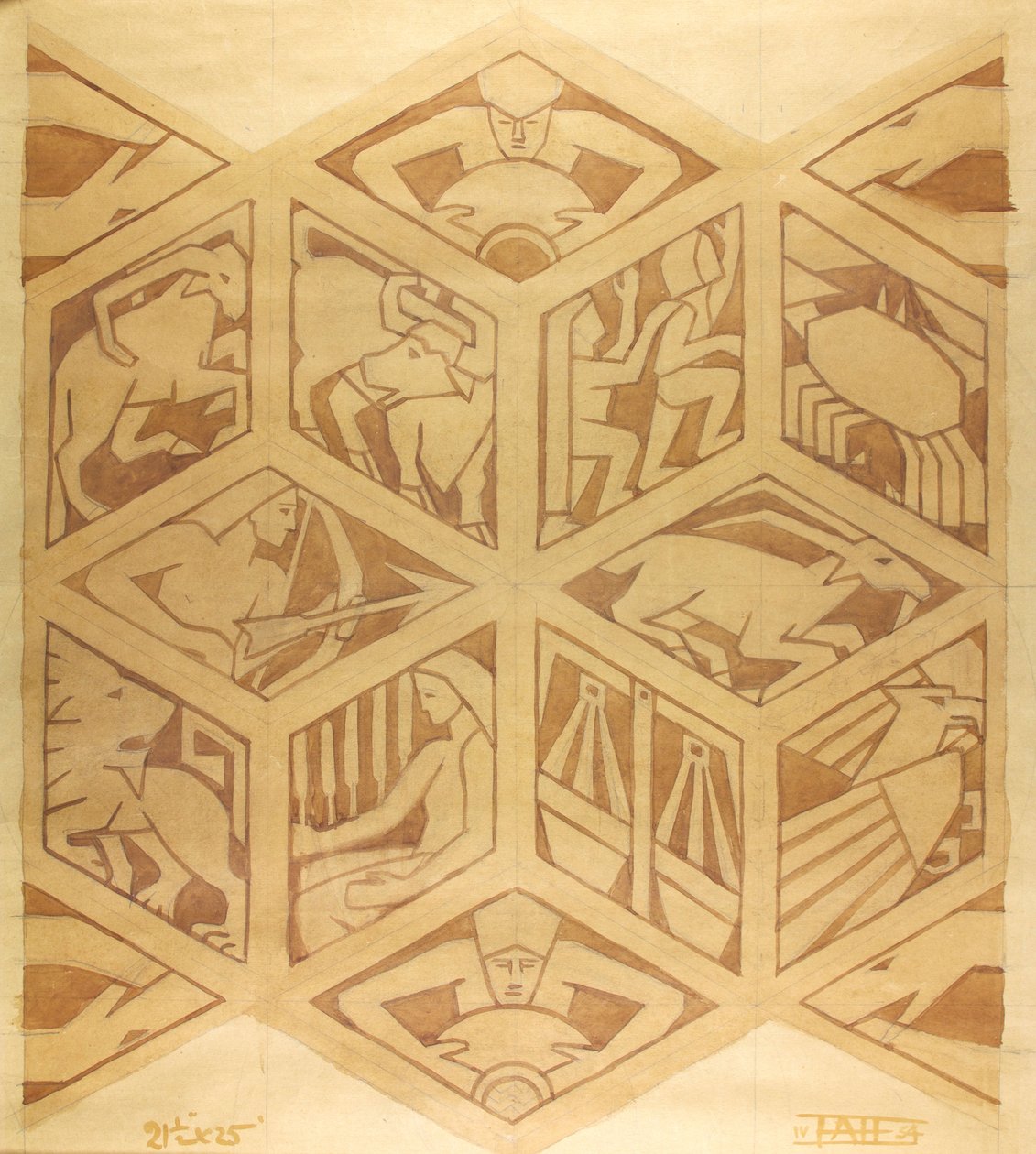 Zodiac Signs - Art Deco, April 1934 by Edmund Hunter