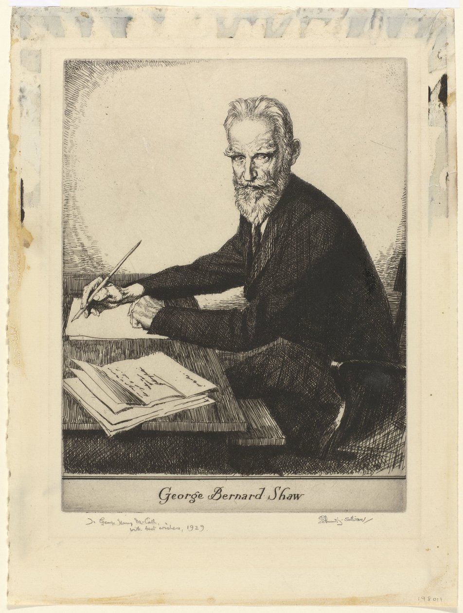 Portrait of George Bernard Shaw by Edmund Joseph Sullivan (signed by artist)