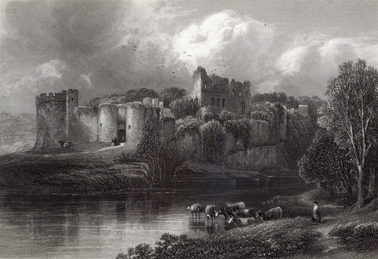 Chepstow Castle, engraved by R. Hinshelwood, printed by Cassell und Company Ltd by Edmund Morison Wimperis