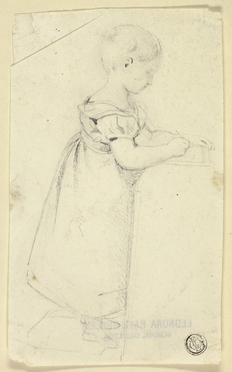 Little Girl Standing at Desk and Writing by Edmund Thomas Parris