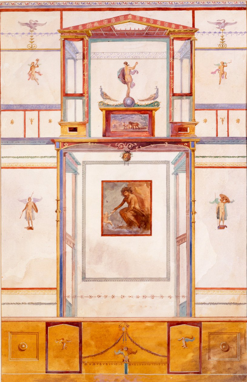 Diptychon with the Giant Polyphemus, wall decoration from the House of Dominus M Lucretius, Pompeii by Edouard Clerievanse