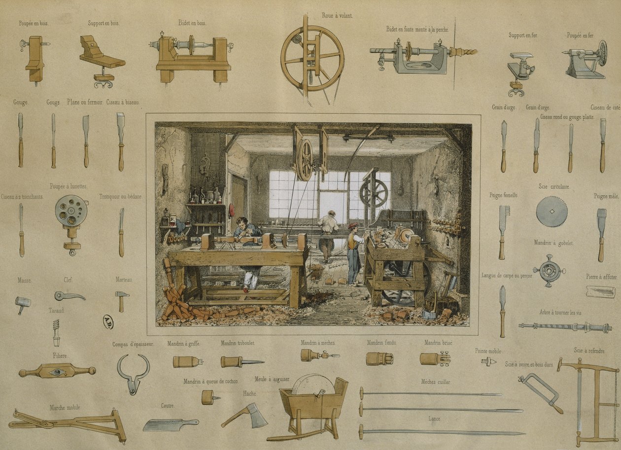 Workshop of a Wood Turner, Illustration from the 