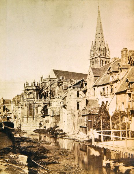 River Odon and the Apse and Church Tower of Saint-Pierre de Caen, c.1850-55 by Edouard Denis Baldus