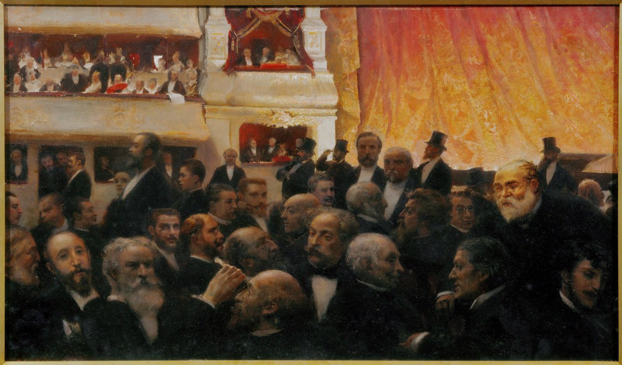 A first night at the Comedie Francaise, Paris by Edouard-Joseph Dantan