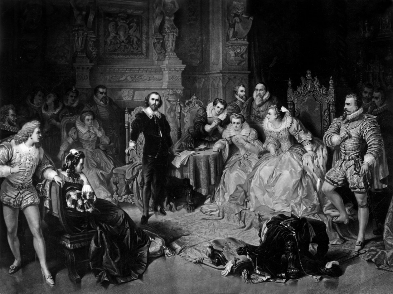 William Shakespeare at the Court of Queen Elizabeth I by Edouard (after) Ender