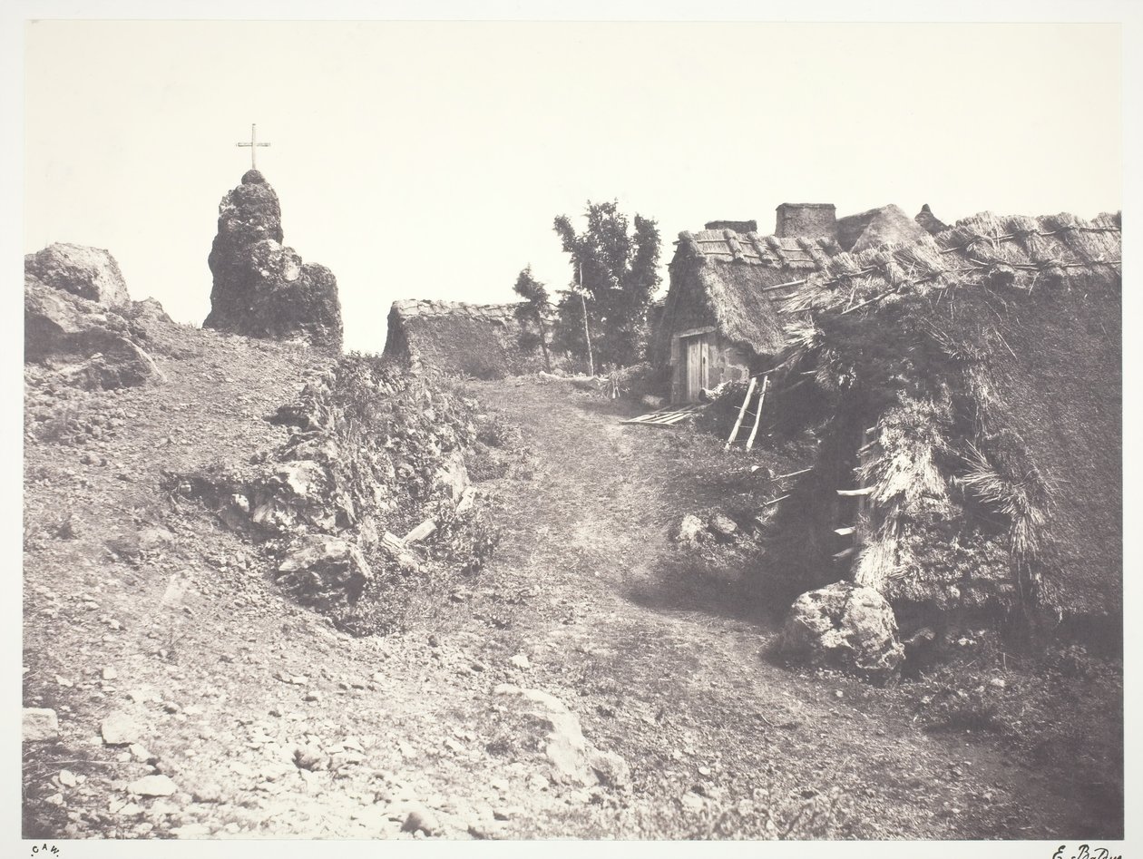 Chaumieres en Auvergne, with a Calvary by Édouard Baldus