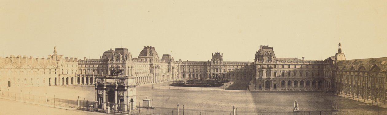 Panoramic View of the Nouveau Louvre, Cour Napoléon, and Carrousel, Taken from the Tuileries by Édouard Baldus