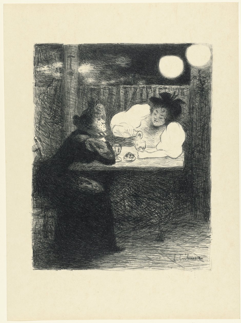 Two Women Drinking Absinthe at a Table in a Café (Les Femmes à l
