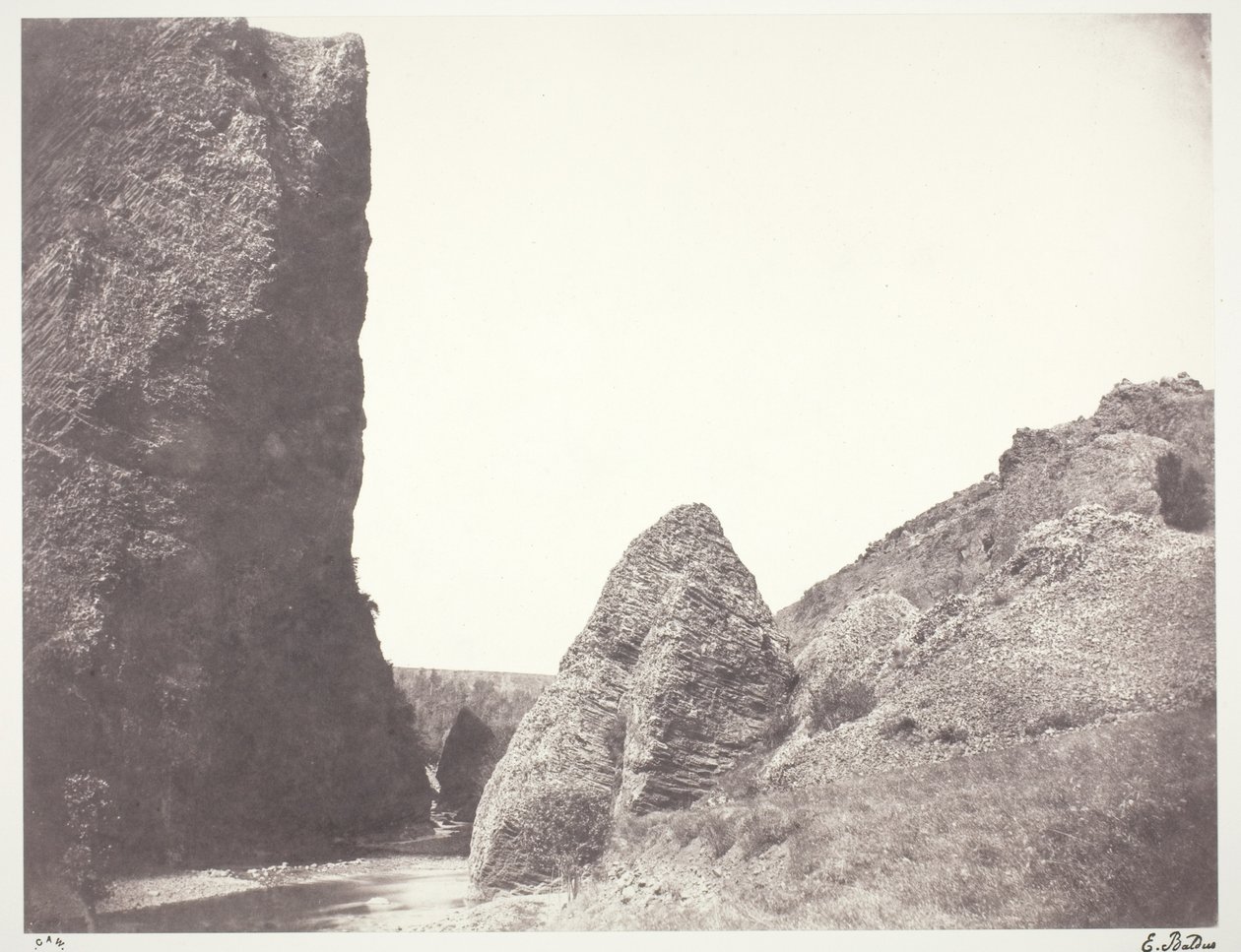 Stream Flowing Between a Cliff and Rocks by Edouard Denis Baldus