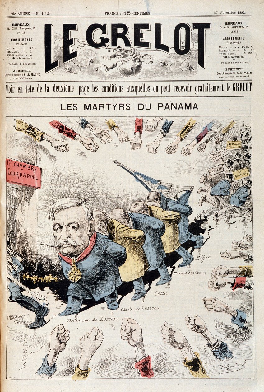 The Martyrs of Panama by Pépin - Cover of The Grelot of Nov 27 by Edouard Guillaumin Pepin