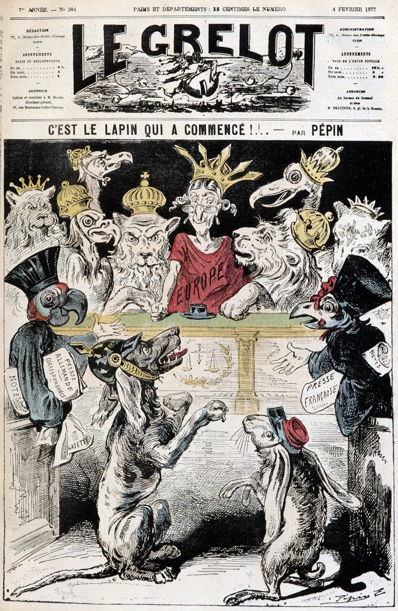 The rabbit started! - Cartoon on the Franco-German conflict, Illustration by Edouard Pepin by Edouard Guillaumin Pepin