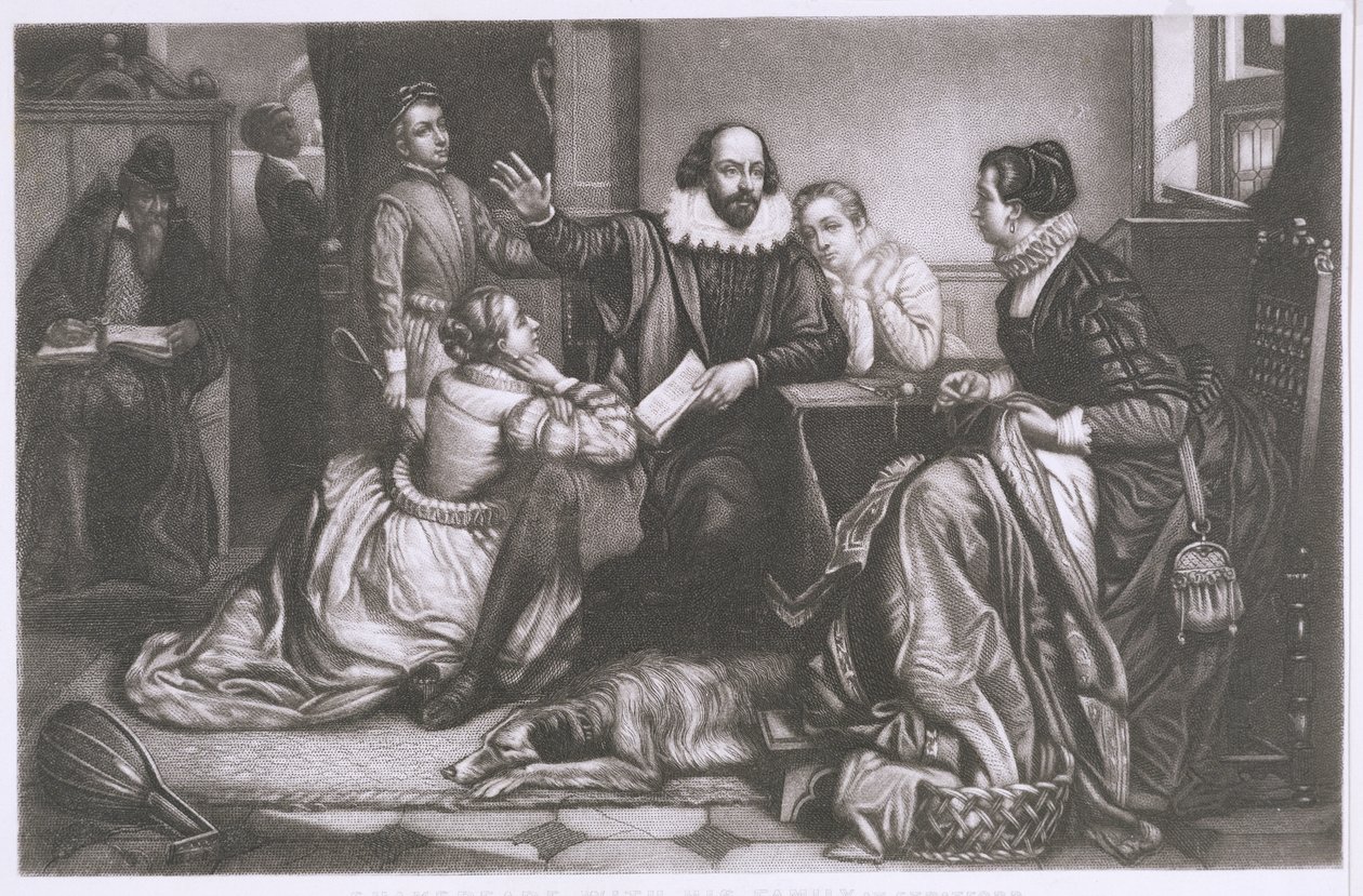 Shakespeare with his Family, at Stratford, Reciting the Tragedy Hamlet by Edouard Jean Conrad Hamman