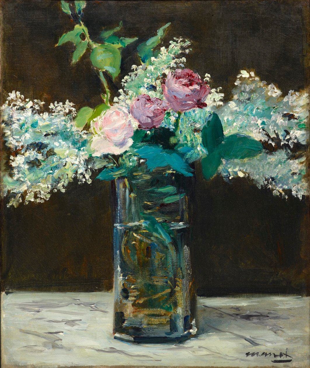 Vase of White Lilacs and Roses by Édouard Manet