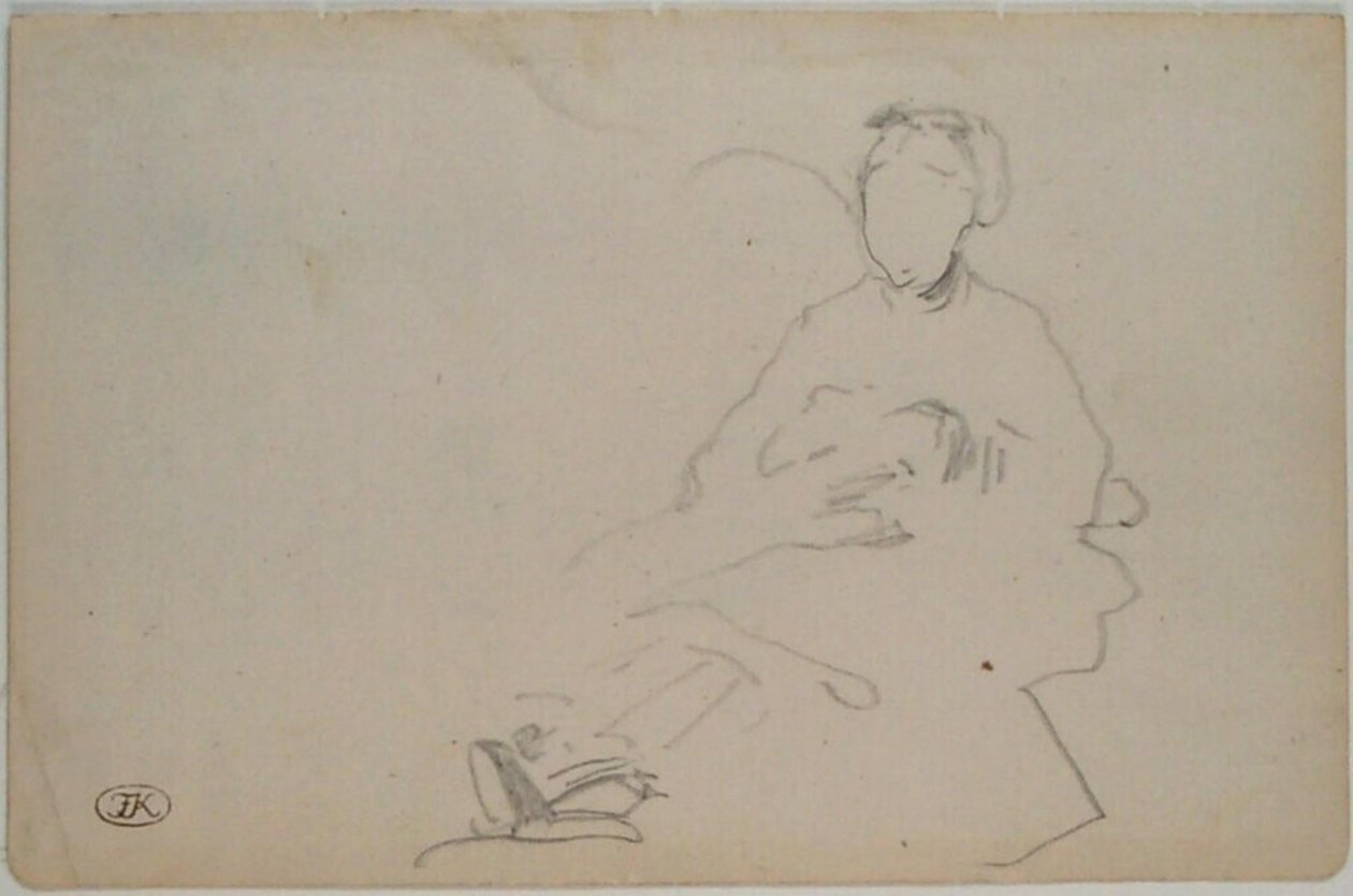 Sketch of a Seated Woman (leaf from a sketch-book), circa 1864-1868 by Édouard Manet